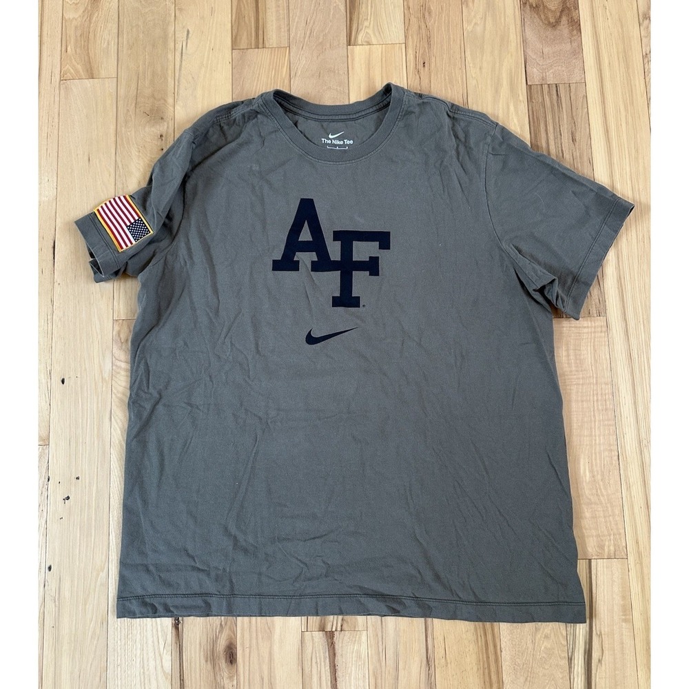 Air Force The Nike Tee Short Sleeve Shirt Men's Khaki Green Large USA Flag